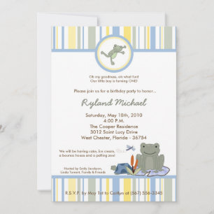 5x7 Leap Frog Turtle Bee Birtyhday Invitation
