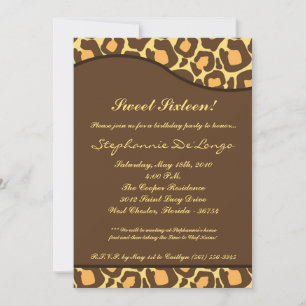 5x7 Leopard Print Sweet 16 Birthday Party Invite