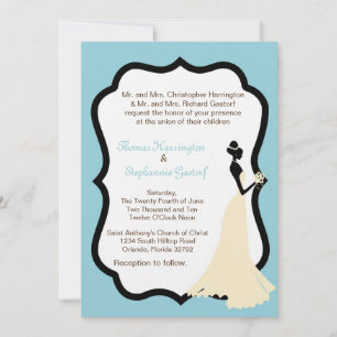 5x7 Light Blue Bride Wedding Invitation