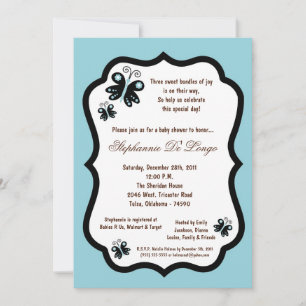 5x7 Light Blue Butterfly Baby Shower Invitation