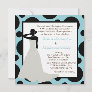 5x7 Light Blue Pok-a-Dot Wedding Invitation