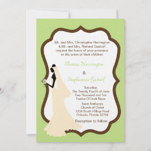 5x7 Light Green Bride Wedding Invitation