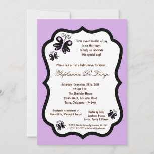 5x7 Light Purple Butterfly Baby Shower Invitation