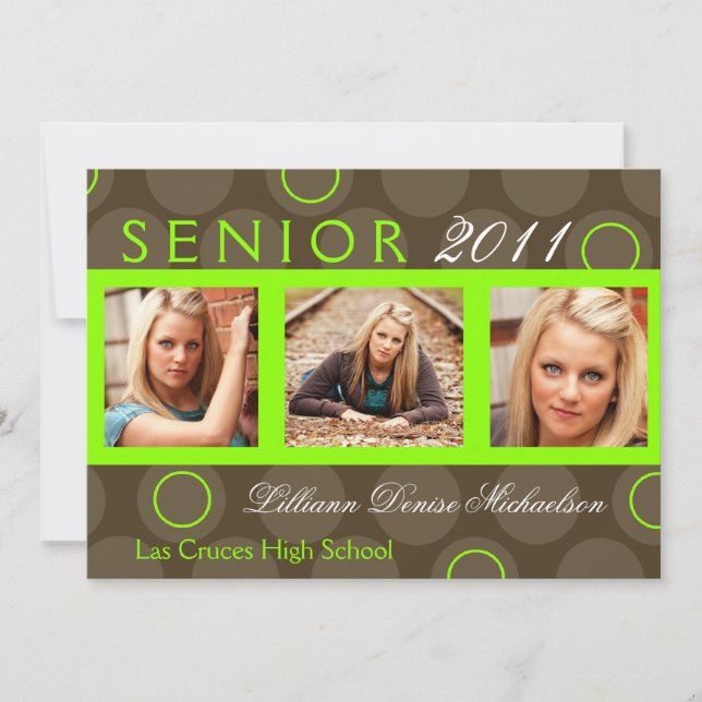 5x7 Lime Circle Polka Photo Senior Announcement (Front)