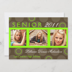5x7 Lime Circle Polka Photo Senior Announcement