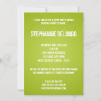 5x7 Lime Green DJ Turntable 16 Birthday Invitation
