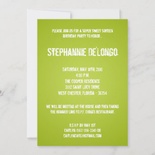 5x7 Lime Green DJ Turntable 16 Birthday Invitation