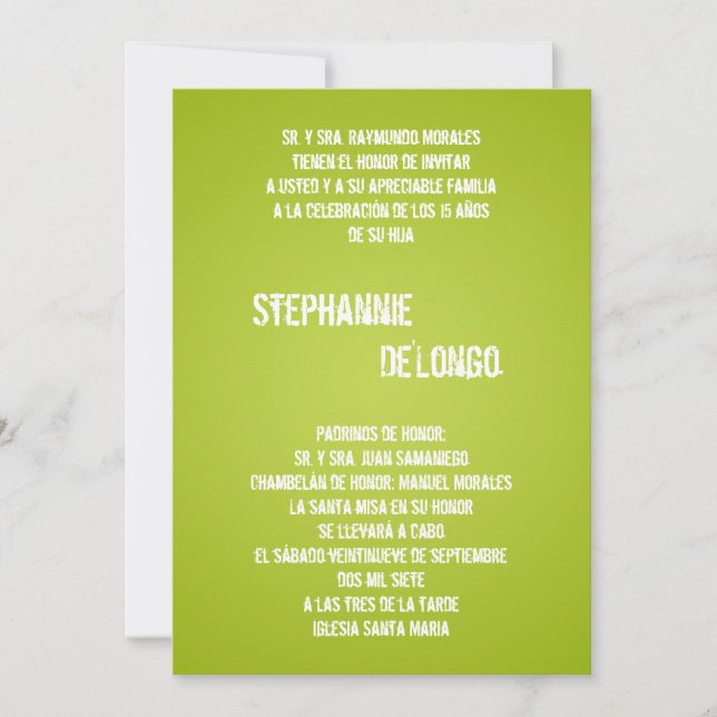 5x7 Lime Green DJ Turntable Quinceanera Invitation (Front)