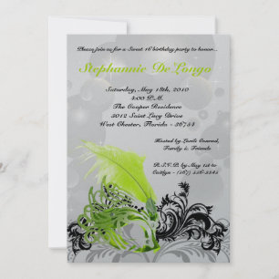 5x7 Lime Masquerade Sweet 16 Birthday Invitation
