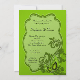 5x7 Lime Masquerade Sweet 16 Birthday Invitation