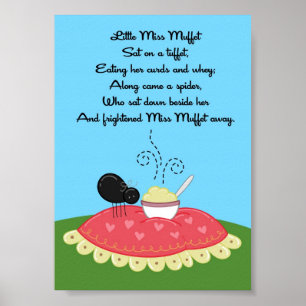 5x7 Little Miss Muffet Rhyme Kids Room Wall Art