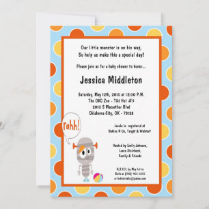 5x7 Little Monster  Baby Shower Invitation