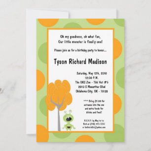 5x7 Little Monster Birthday Party Invitation