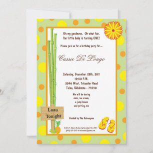 5x7 Luau Birthday Party Invite