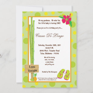 5x7 Luau Birthday Party Invite