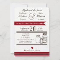 5x7 Mason Jar Country Rustic Wedding Invitation
