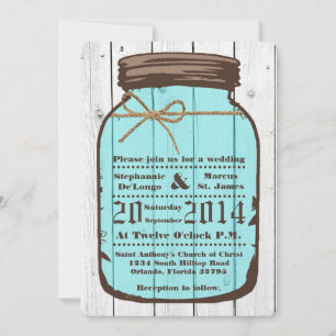 5x7 Mason Jar Wood Wash Country Wedding Invitation