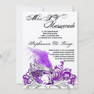 5x7 Masquerade Quinceanera Birthday Invitation