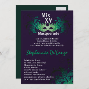 5x7 Masquerade Quinceanera Birthday Invitation
