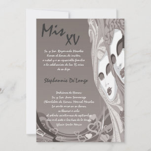 5x7 Masquerade Quinceanera Birthday Invitation