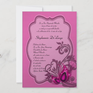 5x7 Masquerade Quinceanera Birthday Invitation