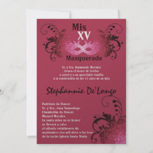 5x7 Masquerade Quinceanera Birthday Invitation
