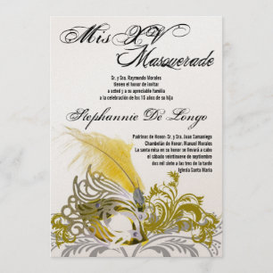 5x7 Masquerade Quinceanera Birthday Invitation
