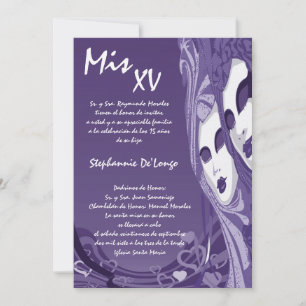 5x7 Masquerade Quinceanera Birthday Invitation
