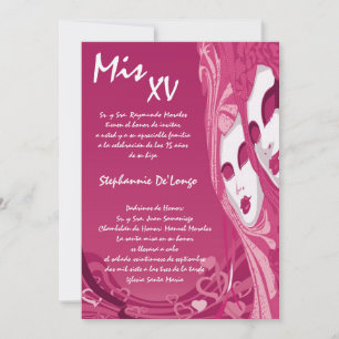 5x7 Masquerade Quinceanera Birthday Invitation