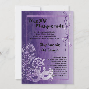 5x7 Masquerade Quinceanera Birthday Invitation