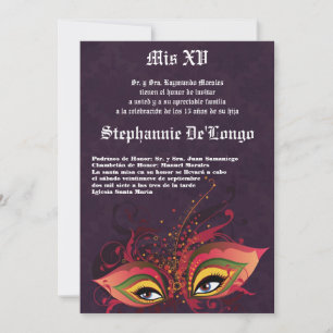 5x7 Masquerade Quinceanera Birthday Invitation