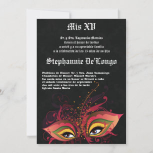 5x7 Masquerade Quinceanera Birthday Invitation