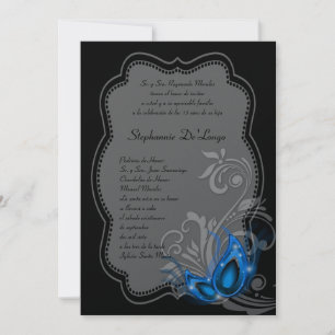 5x7 Masquerade Quinceanera Birthday Invitation