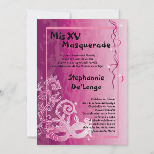 5x7 Masquerade Quinceanera Birthday Invitation