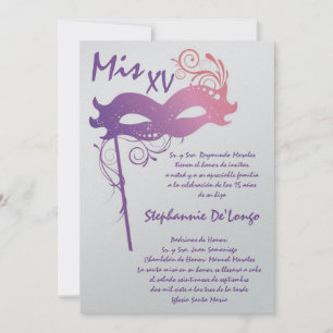 5x7 Masquerade Quinceanera Birthday Invitation
