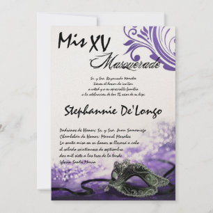 5x7 Masquerade Quinceanera Birthday Invitation