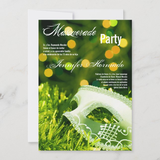 5x7 Masquerade Quinceanera Birthday Invitation (Front)