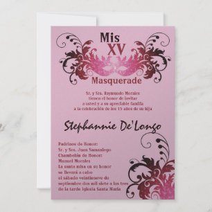 5x7 Masquerade Quinceanera Birthday Invitation