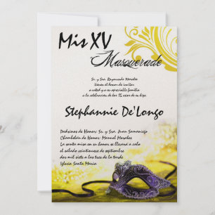5x7 Masquerade Quinceanera Birthday Invitation
