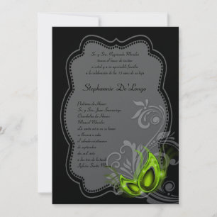 5x7 Masquerade Quinceanera Birthday Invitation