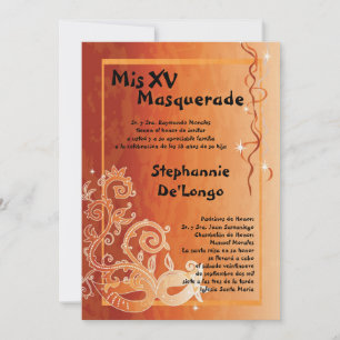5x7 Masquerade Quinceanera Birthday Invitation