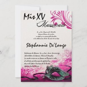 5x7 Masquerade Quinceanera Birthday Invitation