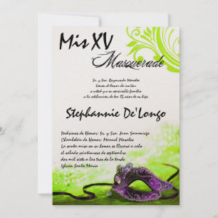 5x7 Masquerade Quinceanera Birthday Invitation
