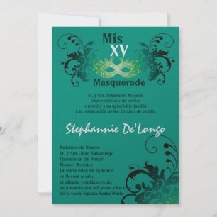 5x7 Masquerade Quinceanera Birthday Invitation