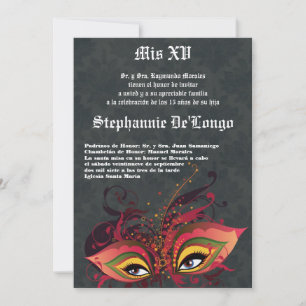 5x7 Masquerade Quinceanera Birthday Invitation