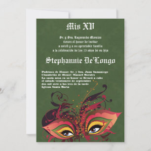 5x7 Masquerade Quinceanera Birthday Invitation