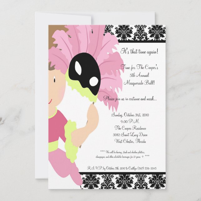 5x7 MasqueradeBall Halloween Bash Party Invitation (Front)