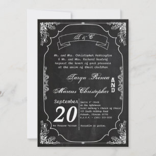 5x7 Modern Chalkboard Vintage Wedding Invitation