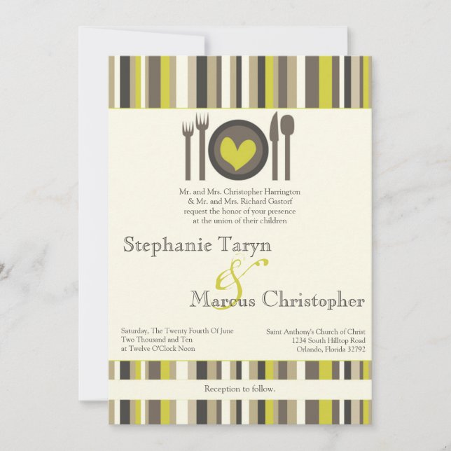 5x7 Modern China Plates Dinner Wedding Invitation (Front)