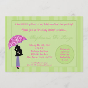 5x7 Modern Mod Mum Shopping Baby Shower Invitation
